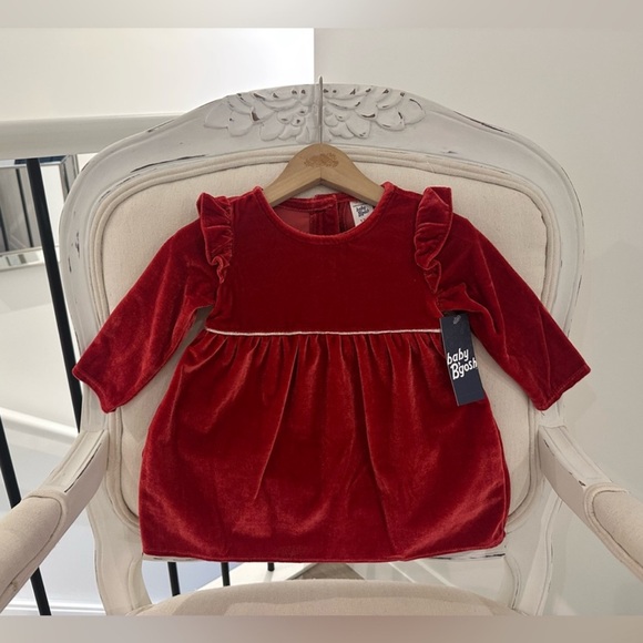 ❤️ Oshkosh 9 mth Soft Red Velvet Baby Dress NWT - Picture 6 of 6